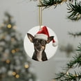 thumbnail image 3 of DistinctInk Hanging Ceramic Christmas Tree Ornament with Gold String - Great Gift/Present - 2 3/4 inch Diameter - Rat Terrier Design, 3 of 3