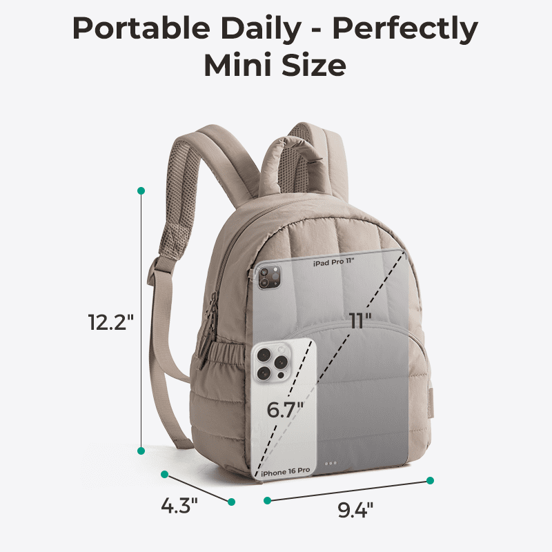 BAGSMART Mini Backpack for Women, Lightweight Puffer Small Backpack Purse, Quilted Casual Travel Daypack, Cute Water-Resistant Bookbag for Daily, Black