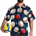 thumbnail image 4 of Baseball Men's Short Sleeve Poplin Shirts with Spread Collar Tops, Casual Printed Button Down Short Summer Beach Shirts for Men and Women, 4 of 6
