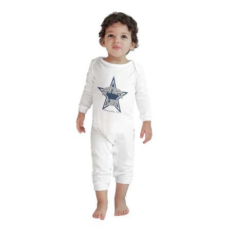 Cowboys FootballTeam Fan Apparel Newborn Baby Long Sleeve Onesie Unisex Game Day Soft T-Shirt 100% Cotton Gift Boys Girls