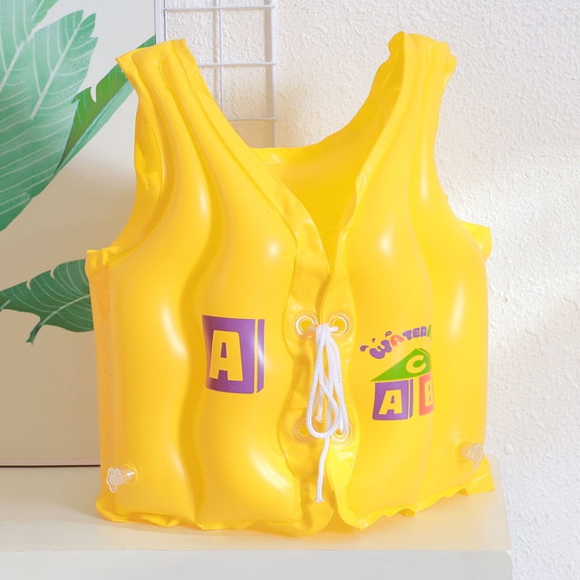 Chaleco Salvavidas Para Niños Chaleco salvavidas para niños Chaleco de flotabilidad de natación inflable de PVC (Amarillo L) Sywqhk Para Estrenar