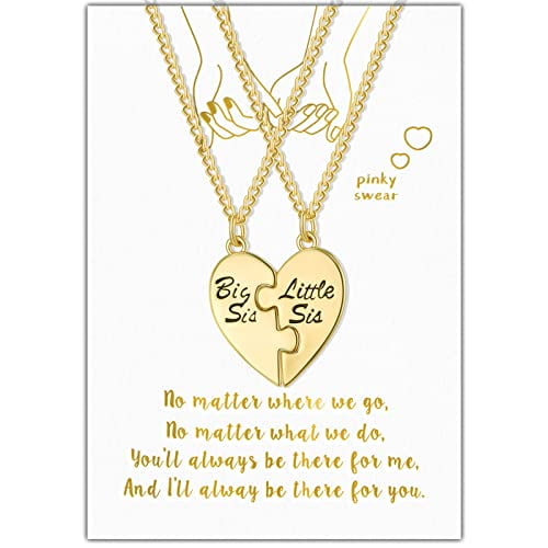Gold Plated Big Sister and Little Sister Necklace Set with Quote Card by  Philip Jones Jewellery
