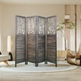 thumbnail image 2 of SWQQWEI Partition Wall Divider Folding Privacy 6FT Carved Wood for Office Restaurant Rustic Brown, 2 of 8