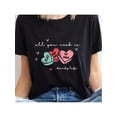 thumbnail image 1 of Camiseta de San Valentín con cuello redondo y manga corta para mujer, informal, de verano, con gráficos y letras, estilo novedoso, cómoda para actividades al aire libre. Para adultos, hombres, mujere, 1 of 5