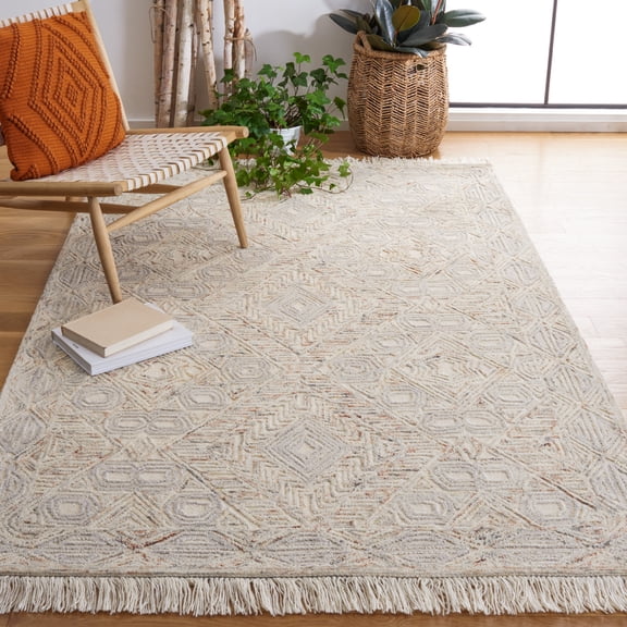 Safavieh Ikat Hedley Geometric Area Rug, Ivory/Gray, 5' x 8'