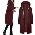 thumbnail image 3 of TIANZEN Women Autumn Winter Casual Fashion Solid Color Drawstring Hooded Long Zipper Pocket Coat Long Jacket Coat Woman of Light Women Coats And Jackets Womens Fall Coats And Jackets, 3 of 6