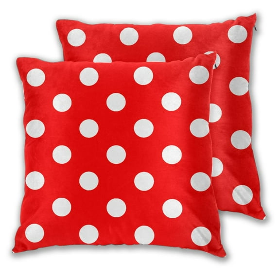 Polka Dot Red Couch Square Decorative Throw Pillow Covers Set of 2 for Sofa Bed Cushion Covers Home Decor 18"x18"