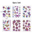 thumbnail image 1 of Pegatinas de tatuajes temporales fluorescentes, tatuajes de flores brillantes, impermeables, pegatina de piel para brazo, pierna, fiesta, música, Bar, decoración de tatuajes, 1 of 4