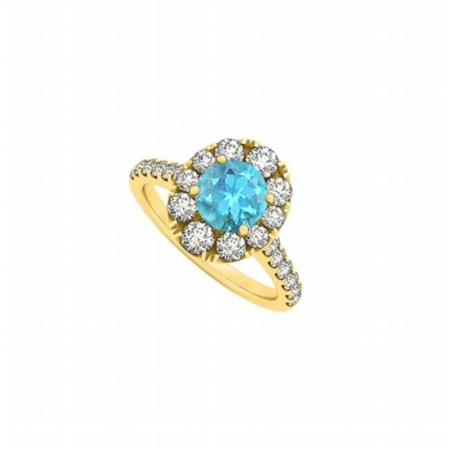 Princess Solitaire Engagement Ring 14K Yellow Gold Plated Created Round 1.25ct Blue Topaz