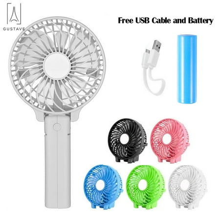 

GustaveDesign Portable Handheld Mini Fan USB 1200mAh Battery Electric Foldable Hand Fans Personal Cooling Fan White