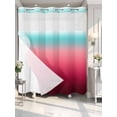 thumbnail image 4 of Teal Pimk Ombre No Hook Shower Curtain Waterproof,Bathroom Curtains with Snap in Liners and See Through Top Window,Modern Geometric Striped Abstract Art Hotel Style Bathtub Curtains Shower 72"Wx72"L, 4 of 8