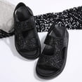 thumbnail image 5 of Womens Sandals Glitter Open Toe Platform Sandals Casual Fashion Adjustable Hook and Loop Straps Thick Sole Flatform Shoes for Summer Daily Walking Vacation, 5 of 10