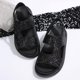 thumbnail image 4 of Zapatos Planos Negros de Moda Ropa Externa Portátil Versátil Color Sólido Lentejuelas Pie Redondo Brillante Brillante Sandalias Planas para Mujeres, 4 of 9