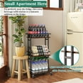 thumbnail image 5 of 3-Tier Liquor Cabinet with Wine Rack, Mini Bar Cart for Home, Small Liquor Bar for Alcohol, Rolling Kitchen Serving Cart on Wheels, Wine Drink Cart for Party, Bar Stand for Small Space, 5 of 7