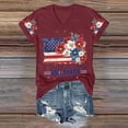 thumbnail image 4 of Summer Tops for Women Gsakboxl Women V Neck Patriotic T-Shirt, 4th Of July USA 250th Anniversary American Flag Floral Graphic Print Short Sleeve Casual Holiday Tops Womens Shirts XXXL, 4 of 8