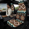 thumbnail image 2 of Xoenoiee Geometric Navajo Ethnic Tribe Print Faux Leather Interior Accessories Set of 5, Waterproof Car Seat Cover Car Seatbelt Cover Armrest Cover Pad Universal Fit Truck SUV, 2 of 7