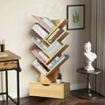 thumbnail image 2 of Mairbeon Modern Book Shelf Strong Bearing Capacity Space Saving with Drawer Book Storage 8-Tier Wooden Tree Bookshelf Living Room Decor, 2 of 10