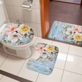 thumbnail image 5 of Retro Pink Rose Bathroom Rugs Set Yellow Flower Leaf Blue Board Pastoral Non Slip Absorbent Soft Bath Mats 3 Piece Set with Bathroom Rug, U-Shaped Floor Mat, Toilet Seat Cover Small Size, 5 of 9