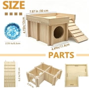 Kathson Wooden Hamster Hideout Hamster Wood House with Ladder Habitats Decor Detachable Small Animals Cage Accessories for Rat Gerbils and Other Small Pets