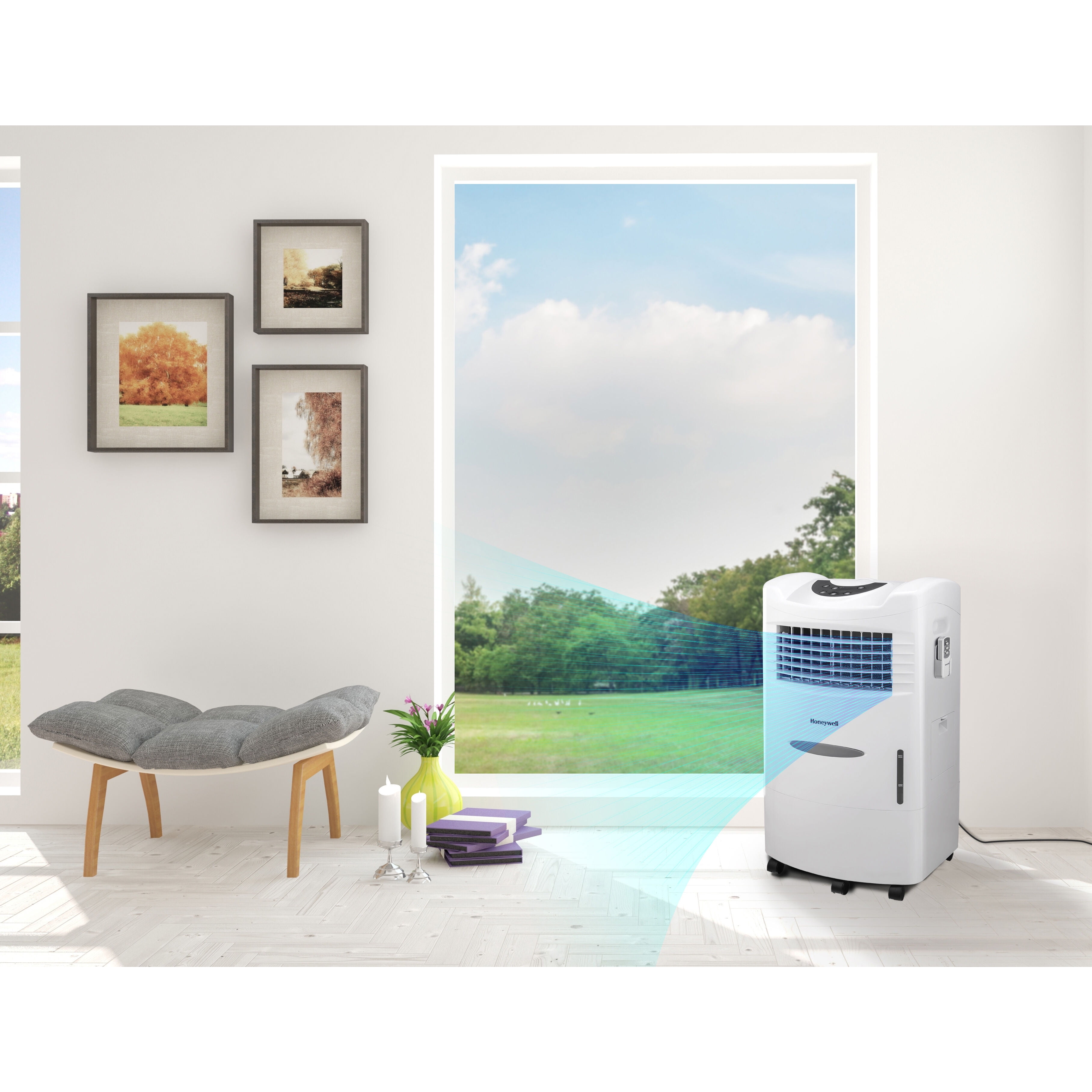 Honeywell 470 CFM Portable Indoor Evaporative Cooler with Remote Control, CL201AEWW