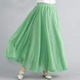 thumbnail image 5 of Yindaity Women's Girls Elastic Waist Long Flowy Bohemian Cotton Casual Maxi Skirt for Summer Beach Holiday Mint Green,One Size, 5 of 5