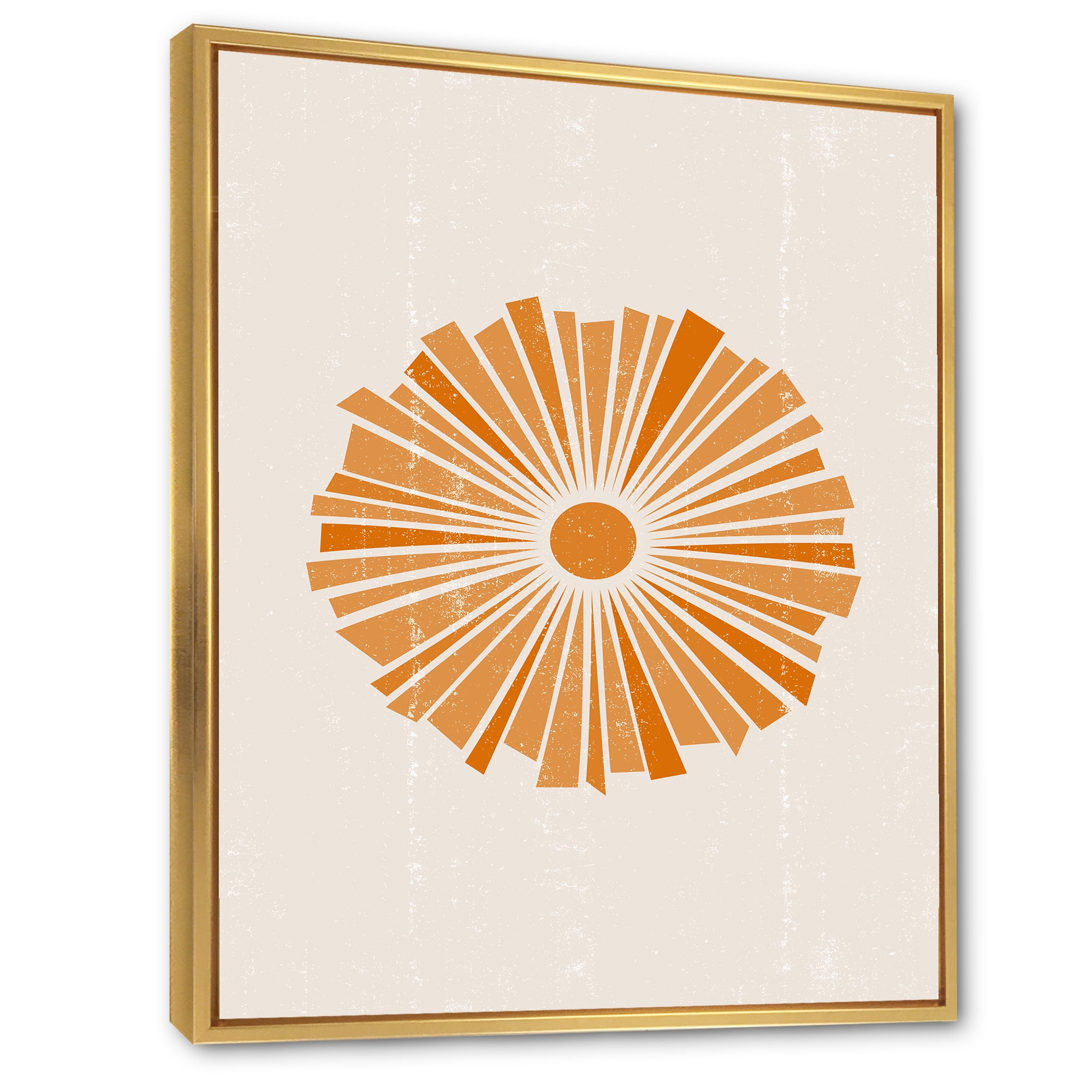 Designart 'Orange Radiant Sun I' Modern Framed Canvas Wall Art Print