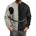 thumbnail image 6 of Fabrcox S-5XL Halloween Shirt for Men Spooky Pumpkin Face Patchwork Crewneck Sweatshirt for Men Funny Fall Waffle Big and Tall Pullover 5XL, 6 of 7