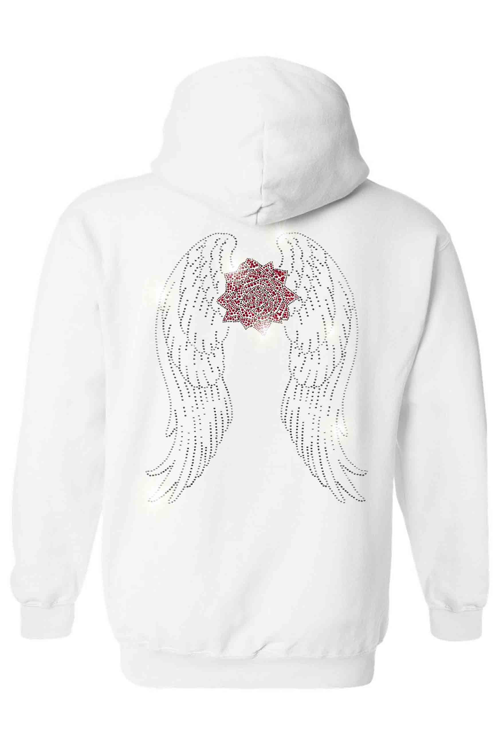 angel wing hoodies with rhinestones