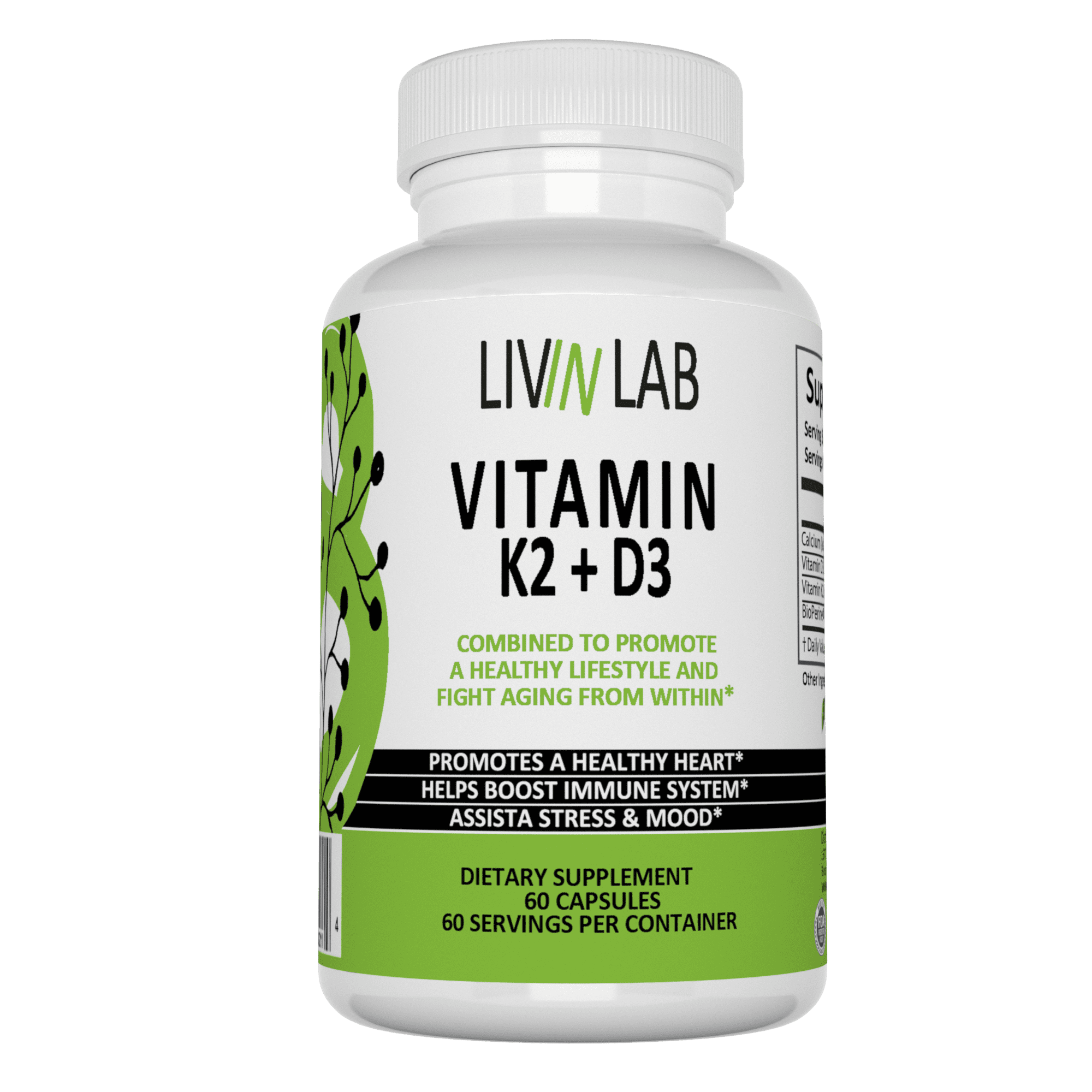 Livin Lab Vitamin K2 D3 |Healthy Immune Support & Improve Mood | Helps ...