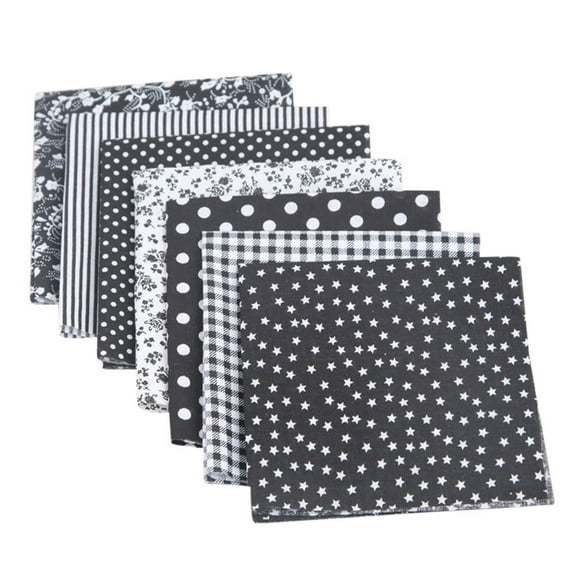 Black 2025 Premium Quilting Squares Bundle - 10"X10" (25X25Cm) Cotton Fabric Patchwork Set with 7 Assorted Patterns, Pre-Cut Diy Sewing Materials for Crafters & Beginners (Floral/Geometric)