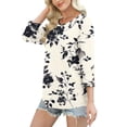 thumbnail image 4 of Vetsdori Womens 3/4 Sleeve Tops Tunic Pullover Trendy Plus Size Graphic,Summer Button up T-shirts for Woman Crew Neck, 4 of 7
