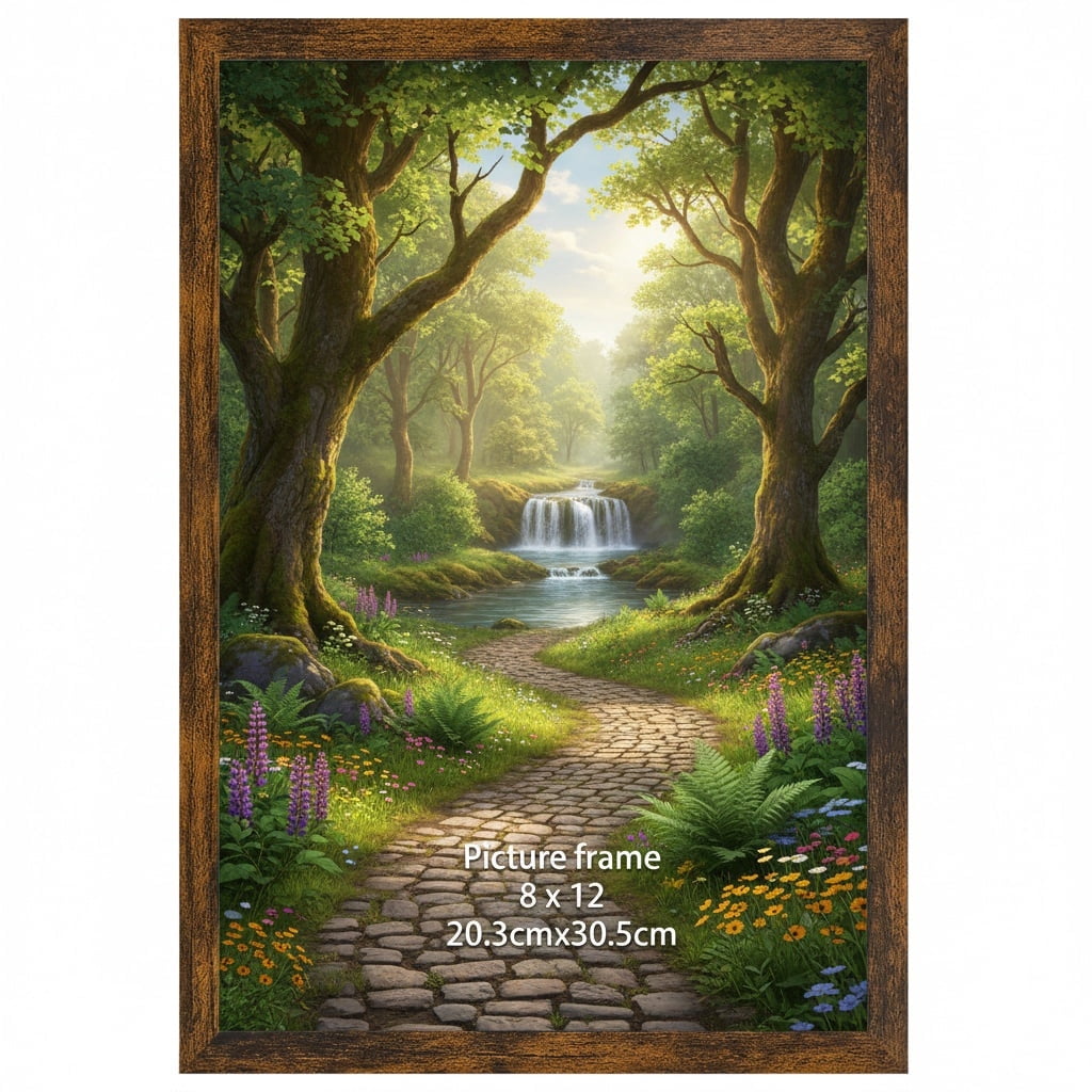 8x12 Picture Frame for Tabletop Wall Vertical and Horizontal Display, Brown