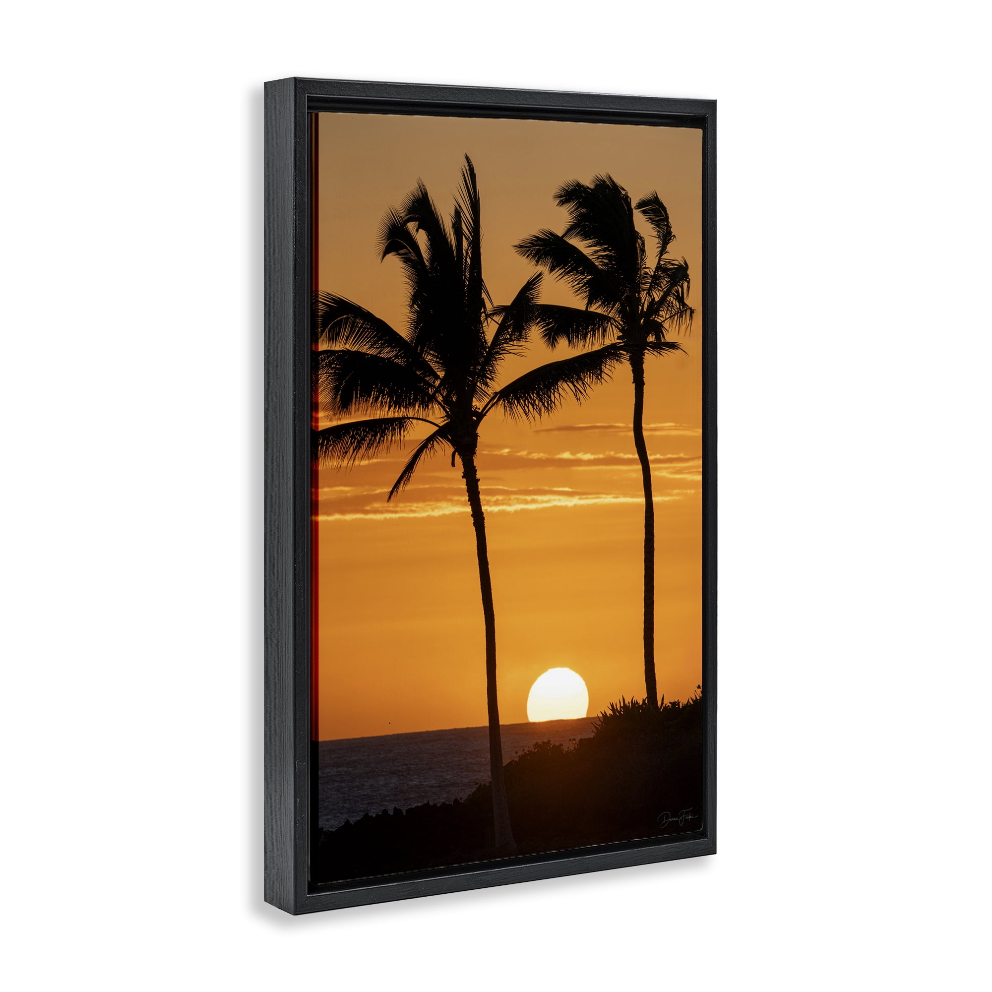 Stupell Industries Sunset Through Palm Trees Black Framed Floater Canvas Wall Art, design by Dennis Frates
