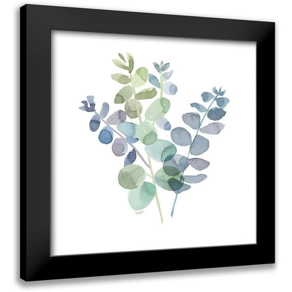 Reed, Tara 12x12 Black Modern Framed Museum Art Print Titled - Natural Inspiration Blue Eucalyptus on White II