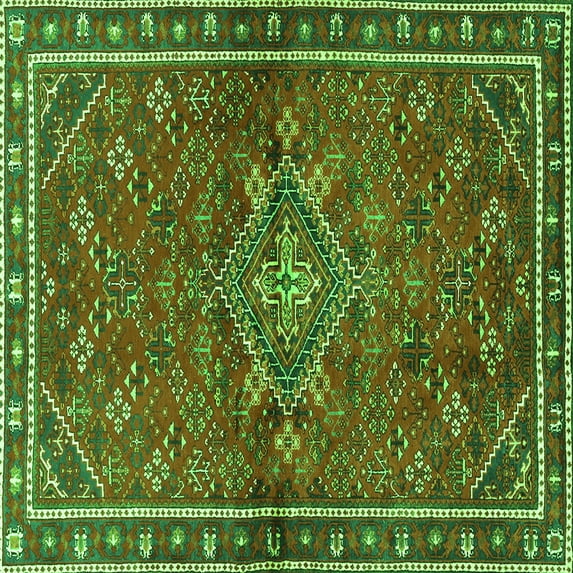 Ahgly Company Indoor Square Persian Green Traditional Area Rugs, 6' Square