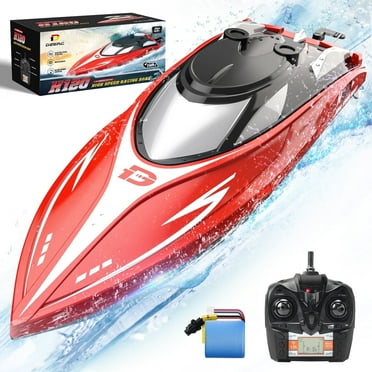 DEERC H120 Fast RC Boat for Pools and Lakes, 2.4 GHz 20  MPH Racing Boats for Kids & Adults with Rechargeable Battery,Low Battery Alarm,Capsize Recovery,Gifts for Boys Girls