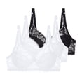 thumbnail image 2 of 3PCS Push up Bras for Women Plus Size Lightweight Supportive Bras Women's Solid Color Comfortable Lace Soft Daily Bras Sleeping Underwear Black 85C, 2 of 6