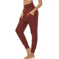 thumbnail image 4 of PMVFHDE Women Casual Loose Cropped Pants With Pockets Elastic High Waist Yoga Pants For Work Comfort Red，S, 4 of 6