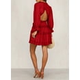 thumbnail image 3 of HOTAPEI Dresses for Women Summer Fashion Deep V Neck Long Sleeve Ruffle Backless Mini Short Dress, 3 of 5