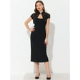 thumbnail image 3 of Cárdigan de encaje para mujer, cuello alto, corto, elegante, encogimiento de hombros Negro M, 3 of 5