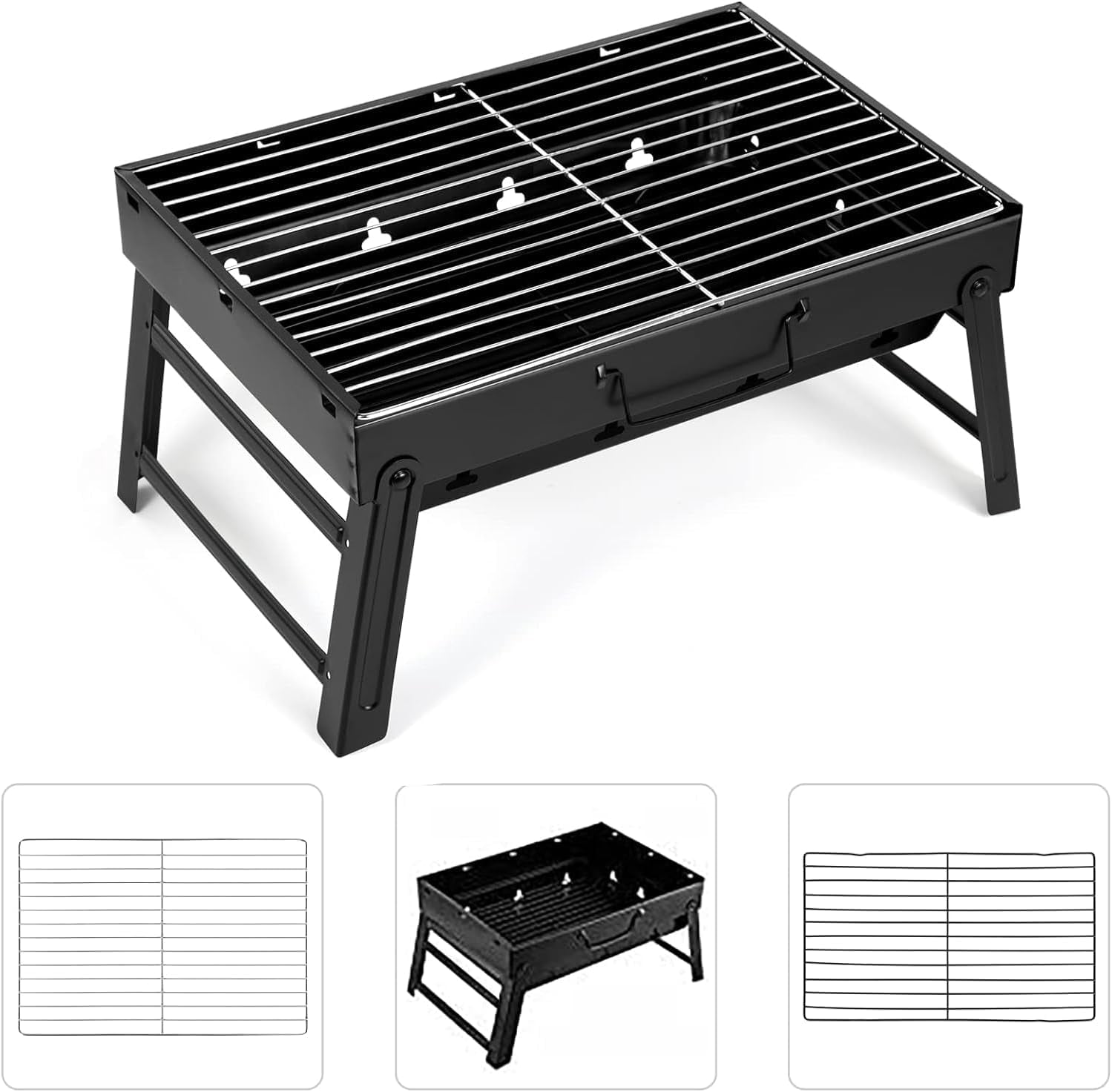 Charcoal BBQ Grill,Charcoal Smoker Grill With Stainless Steel Grill Grate,14 Inch Portable Yakitori Grill,BBQ Grill for Outdoor Camping Picnic Patio Backyard Cooking