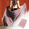 thumbnail image 1 of Serviette de Plage Turque pour Adultes avec Design Rayé Sable et Franges pour Sauna Extérieur et Utilisation Châle, 1 of 4