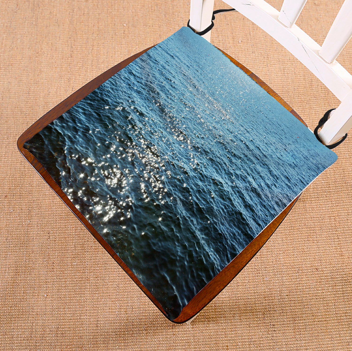 PHFZK Beach Theme Chair Pad, Deep Blue Sea Ocean Waves Seat Cushion