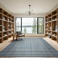 thumbnail image 2 of ODIKA 9'x12' Washable Area Rug Low Pile, Flatwoven, Navy Ivory Layering Striped Gingham Plaid Felpudo Front Door Welcome Boho Grid with Diamond for Great Room, Indoor Concept, Large Living, 2 of 7