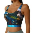 thumbnail image 2 of Daiia Ice Blue Ocean Sea Turtle Printed Women's Sports Bra, Breathable Activewear Bra with U-Back Design and Removable Pads, Comfortable and Supportive for Yoga, Workout-Large, 2 of 8