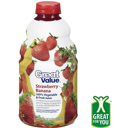 Great Value Strawberry Banana 100% Vegetable & Fruit Juice, 46 oz