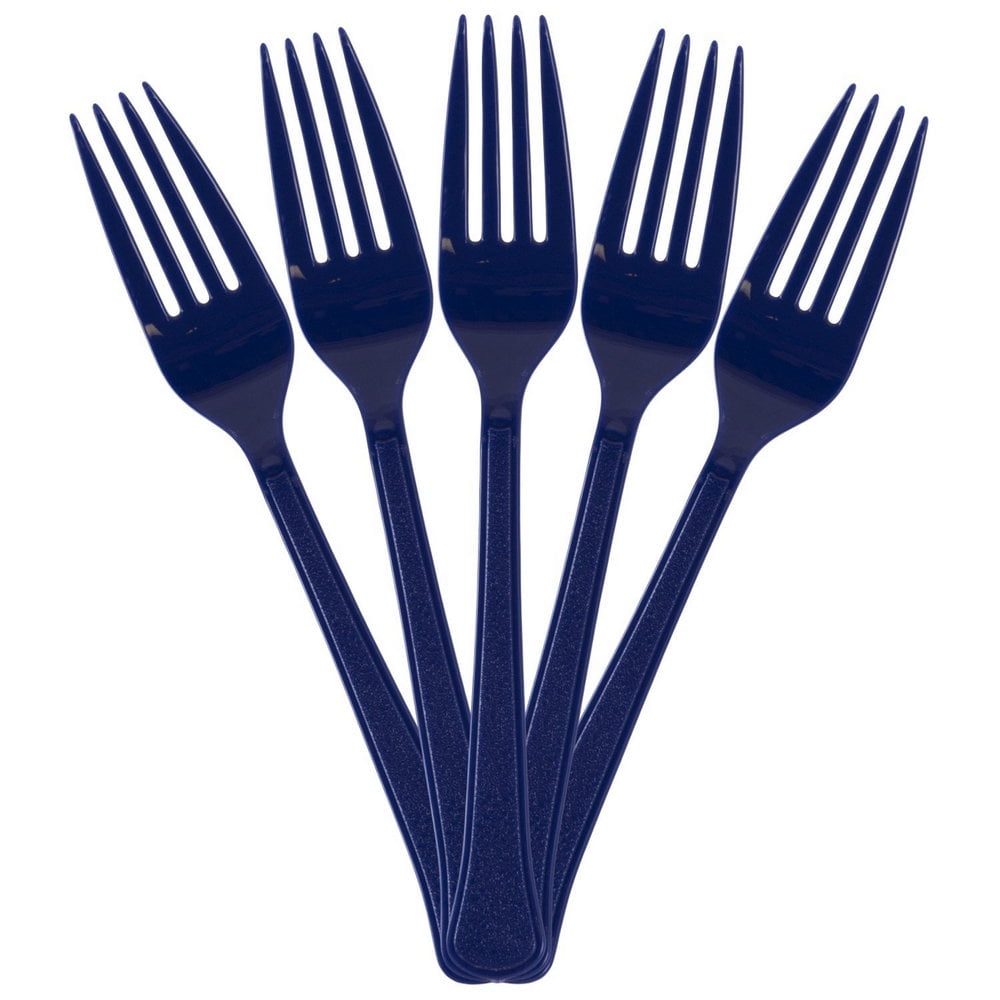 JAM Plastic Forks, Navy Blue, 48 Disposable Forks/Pack