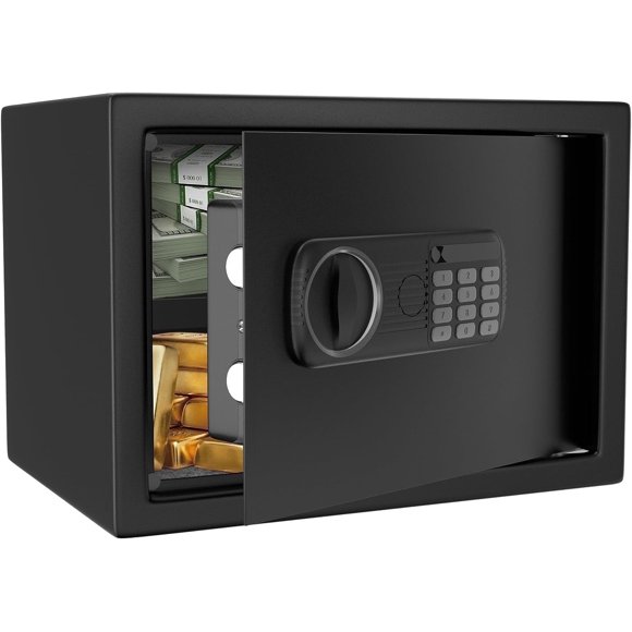GAZHOME Coffre-Fort Domestique Compact de 0,8 Pi3, Coffre de Sécurité Électronique avec Clavier Numérique, Système d'Alarme, Rangement de Documents et Bijoux
