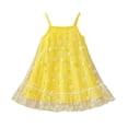 thumbnail image 2 of Girls Summer Floral Print Dresses Flowy Sleeveless V Neck Bow Shoulder Ruched Waist Casual Play Sundress Yellow 4-5 Years, 2 of 5