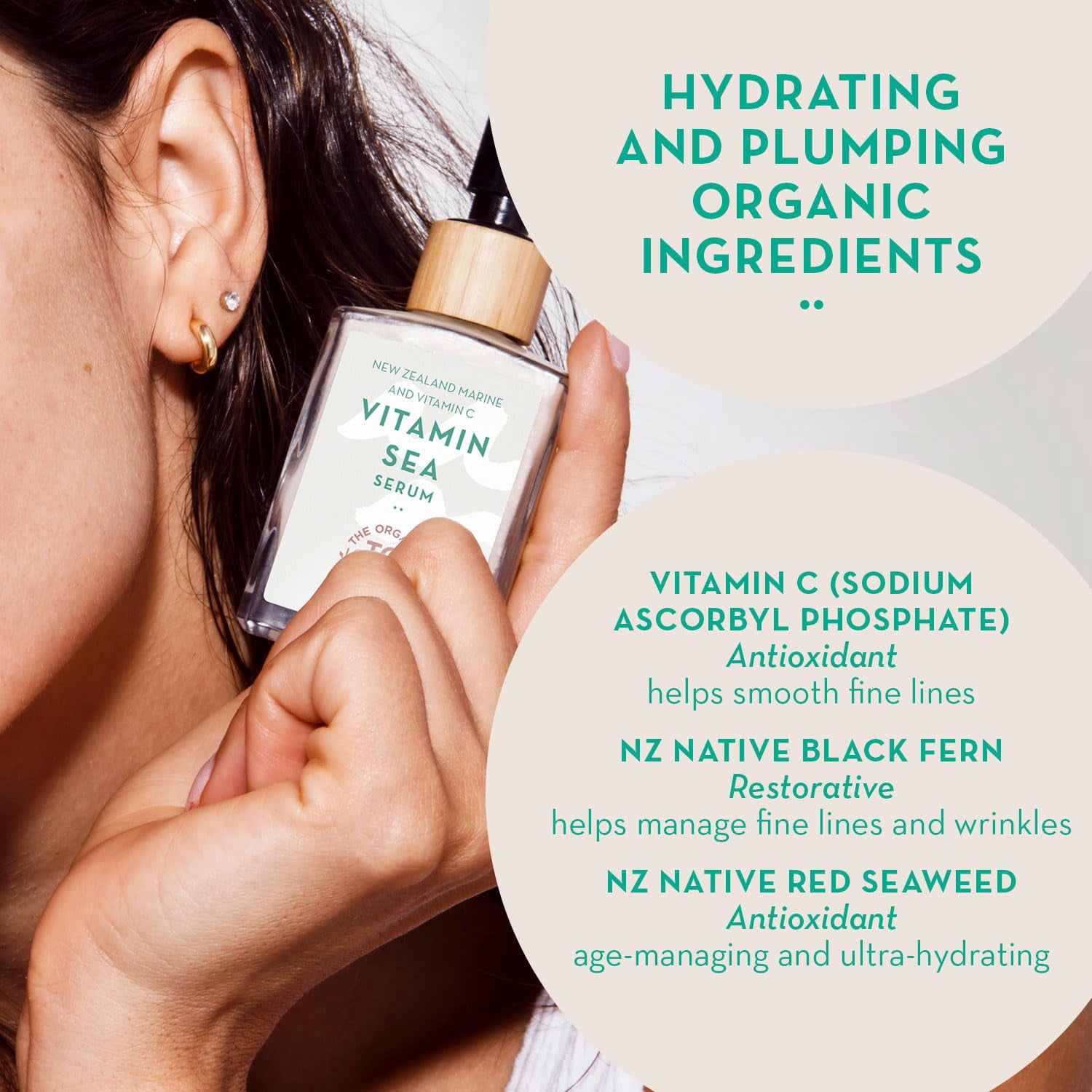 The Organic Skin Co Vitamin Sea Organic New Zealand Marine and Vitamin C Face Serum, 1 fl oz